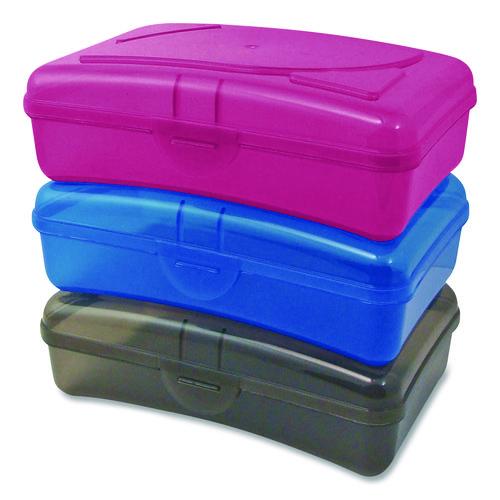 Picture of Plastic School Box, 1 Compartment, 8 x 5.13 x 2.13, Randomly Assorted Colors, 6/Carton