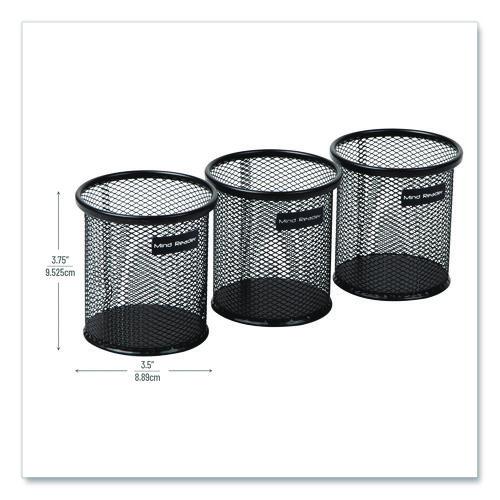 Picture of Metal Mesh Utensil Holder, 3.5" dia x 3.7"h, Black, 3/Pack