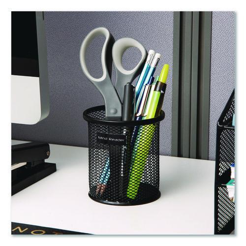 Picture of Metal Mesh Utensil Holder, 3.5" dia x 3.7"h, Black, 3/Pack