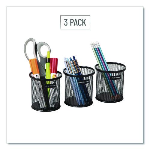 Picture of Metal Mesh Utensil Holder, 3.5" dia x 3.7"h, Black, 3/Pack