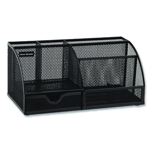 Picture of 7-Compartment Metal Desk Organizer, 11 x 5.5 x 5, Black Metal Mesh
