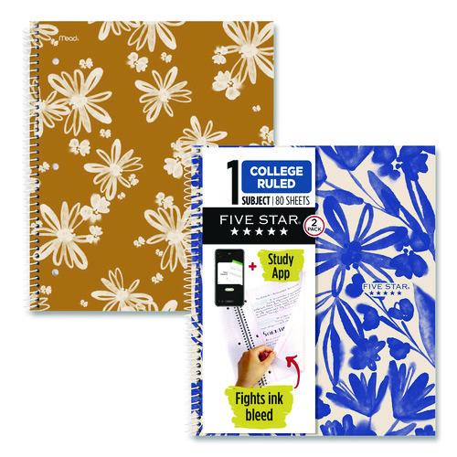 Picture of Soft Pedals Spiral Notebook, 1-Subject, Medium/College Rule, Assorted Cover Colors, (80) 11 x 8.5 Sheets, 2/Pack