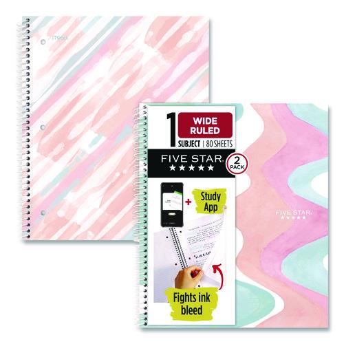 Picture of Brushy Moves Spiral Notebook, 1-Subject, Medium/College Rule, Assorted Cover Colors, (80) 11 x 8.5 Sheets, 2/Pack