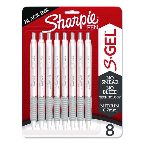S-Gel+Fashion+Barrel+Gel+Pen%2C+Retractable%2C+Medium+0.7+mm%2C+Black+Ink%2C+Pearl+White+Barrel%2C+8%2FPack