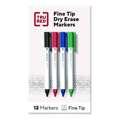 Picture of Pen Dry Erase Markers, Bullet Fine Tip, Assorted Colors, 12/Pack