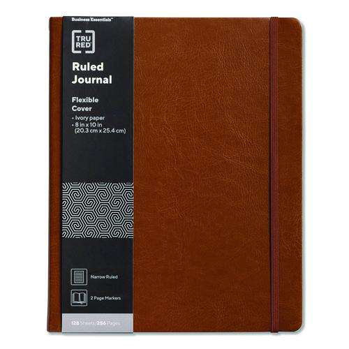 Picture of Flexible-Cover Business Journal with Elastic Closure, 1-Subject, Narrow Rule, Cognac Cover, (128) 10 x 8 Sheets
