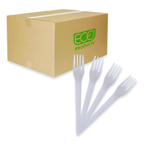 Picture of Plantware Compostable Cutlery, Fork, Plastic, Pearl White, 50/Pack, 20 Packs/Carton