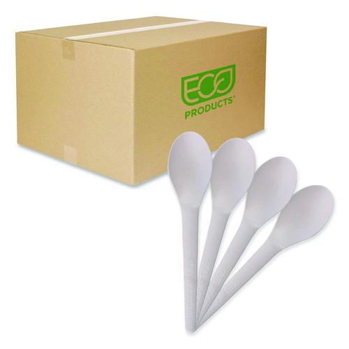 Picture of Plantware Compostable Cutlery, Spoon, Plastic, Pearl White, 50/Pack, 20 Pack/Carton