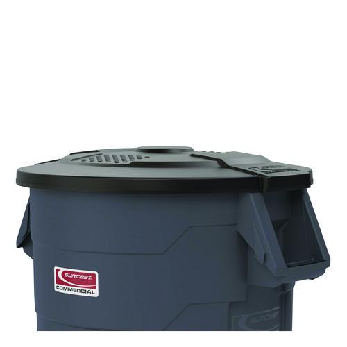 Picture of Utility Trash Can Lid for 44 gal Trash Can, 24.88" Diameter x 3", Black