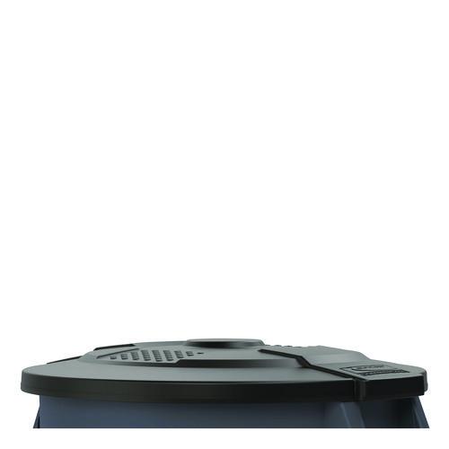 Picture of Utility Trash Can Lid for 44 gal Trash Can, 24.88" Diameter x 3", Black
