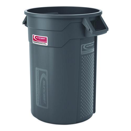 Picture of Injection Molded Utility Trash Can, 32 gal, Plastic/Resin, Gray