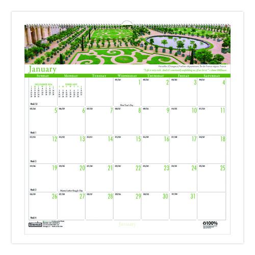 Picture of Recycled Gardens of the World Monthly Wall Calendar, Garden Scene Photography, 12 x 12, White Sheets, 12-Month (Jan-Dec):2025