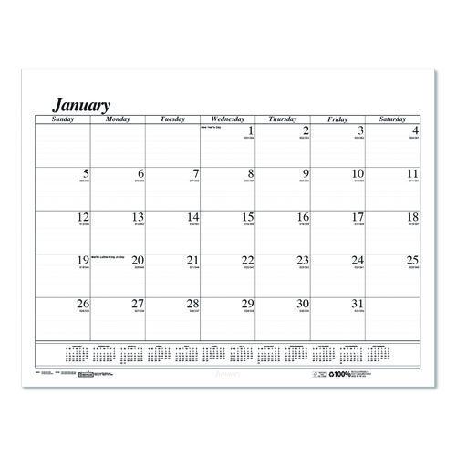 Picture of Recycled Economy Monthly Desk Pad Calendar, 22 x 17, White/Black Sheets, 12-Month (Jan to Dec): 2025