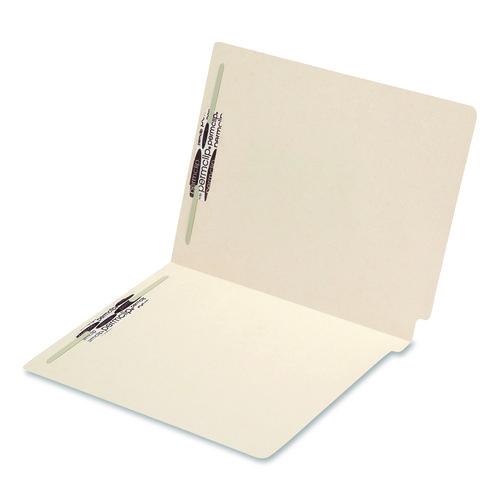 Picture of End Tab Fastener Folders, Embossed Labeling Lines, 0.75" Expansion, 2 Fasteners, Letter Size, Manila Exterior, 50/Box
