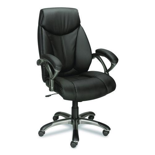 Picture of Ramsey Bonded Leather Manager Chair, Supports Up to 275 lb, 18.6" to 22.5" Seat Height, Black Seat/Back, Black Base
