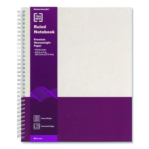 Picture of Wirebound Hardcover Notebook, 1-Subject, Narrow Rule, Gray/Purple Cover, (80) 11 x 8.5 Sheets
