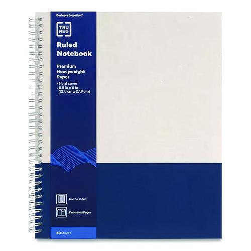 Picture of Wirebound Hardcover Notebook, 1-Subject, Narrow Rule, Gray/Blue Cover, (80) 11 x 8.5 Sheets