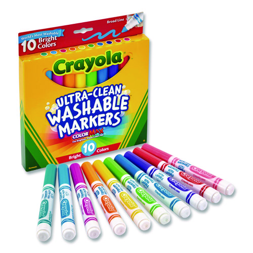 Ultra-Clean+Washable+Markers%2C+Broad+Bullet+Tip%2C+Assorted+Bright+Colors%2C+10%2FPack