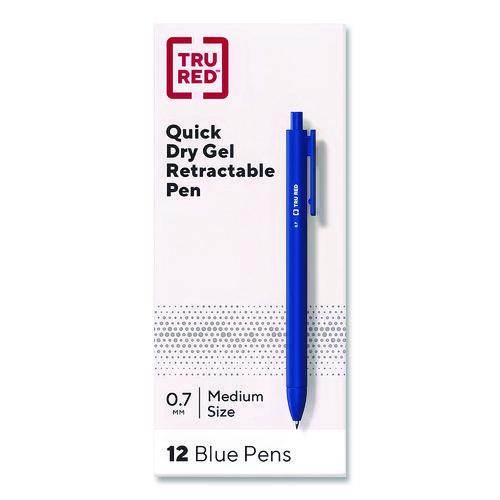 Picture of Quick Dry Gel Pen, Retractable, Medium 0.7 mm, Blue Ink, Blue Barrel, Dozen