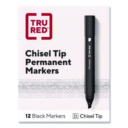 Picture of Permanent Marker, Tank-Style, Medium Chisel Tip, Black, Dozen