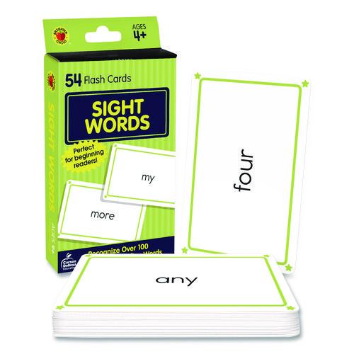 Picture of Sight Words Flash Cards, Grades Pre-K to 1, 3.25" x 5.25", Assorted Colors, 54 Cards