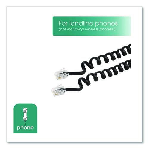 Picture of Coiled Phone Cord, Plug/Plug, 12 ft, Black