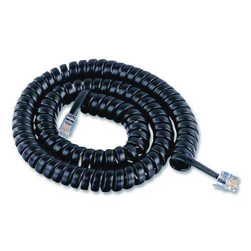Picture of Coiled Telephone Cord, Plug/Plug, 25 ft, Black