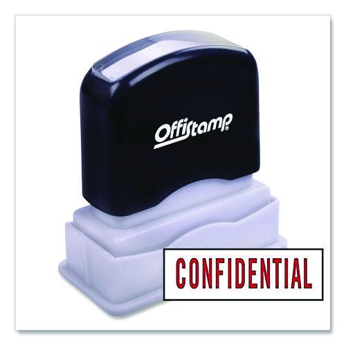Picture of Pre-Inked Message Stamp, CONFIDENTIAL, 1.63" x 0.38", Red Ink