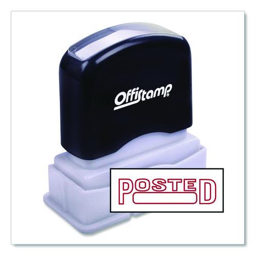 Picture of Pre-Inked Message Stamp with Blank Date Box, POSTED, 1.63" x 0.38", Red Ink