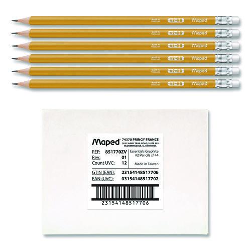 Picture of Essentials Triangular Pre-Sharpened Pencils, HB (#2), Black Lead, Yellow Barrel, 144/Box