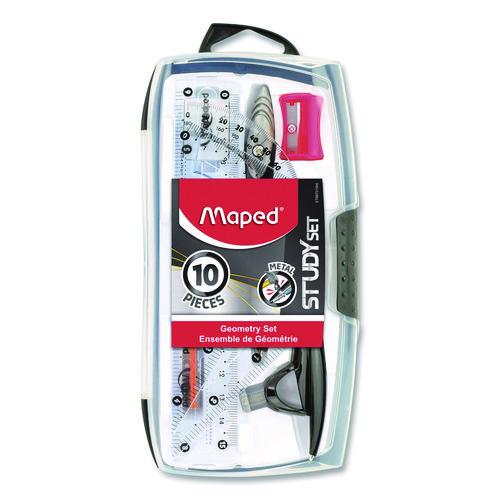 Picture of Metal Compass and Geometry Set, Metal/Plastic, Black/Clear, 10 Pieces