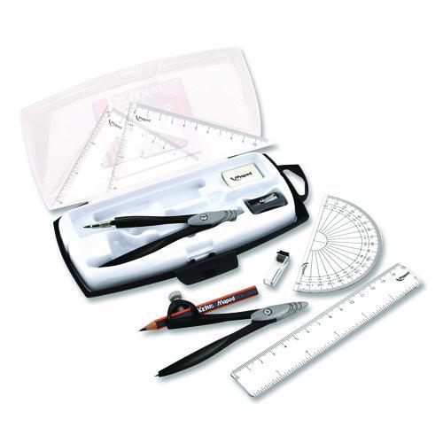 Picture of Metal Compass and Geometry Set, Metal/Plastic, Black/Clear, 10 Pieces