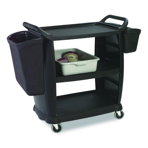 Picture of Bussing Cart, Plastic, 3 Shelves, 300 lb Capacity, 18 x 36.25 x 38, Black