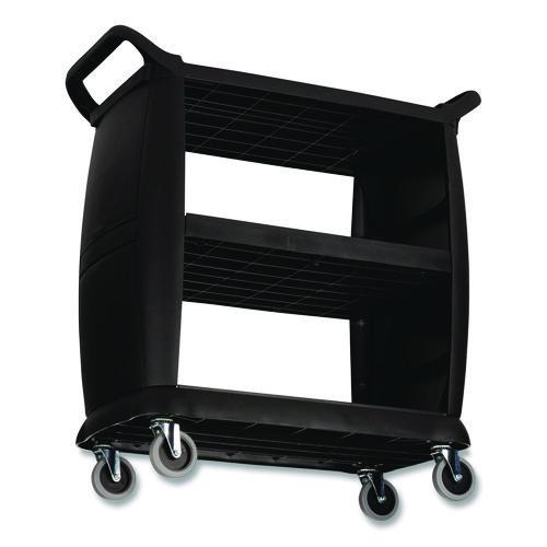 Picture of Bussing Cart, Plastic, 3 Shelves, 300 lb Capacity, 18 x 36.25 x 38, Black