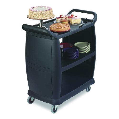 Picture of Bussing Cart, Plastic, 3 Shelves, 300 lb Capacity, 18 x 36.25 x 38, Black