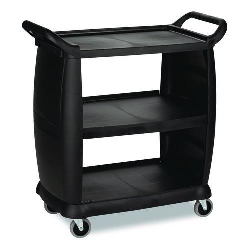 Picture of Bussing Cart, Plastic, 3 Shelves, 300 lb Capacity, 18 x 36.25 x 38, Black