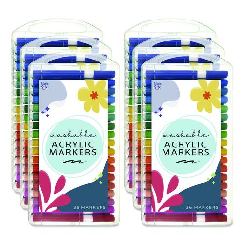 Picture of Washable Acrylic Markers, Fine Bullet Tip, Assorted Colors, 36/Pack, 6 Packs/Carton
