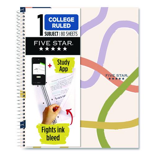 Picture of Simple Waves Organic Lines Notebook w/ Study App, 1-Subject, Med/College Rule, Assorted Cover Color (80) 11 x 8.5 Sheets