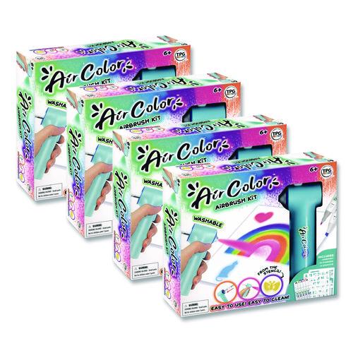 Picture of AirColor Airbrush Kit, (10) Markers/(2) Stencils/(1) Airbrush/(1) Charging Cable, 4 Kits/Carton