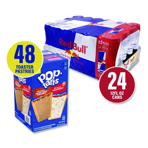 Picture of Red Bull Energy Drink and Pop Tart Combo Pack,(24) 12oz Cans,(24) Frosted Strawberry/(24) Frosted Brown Sugar Cinnamon/Bundle