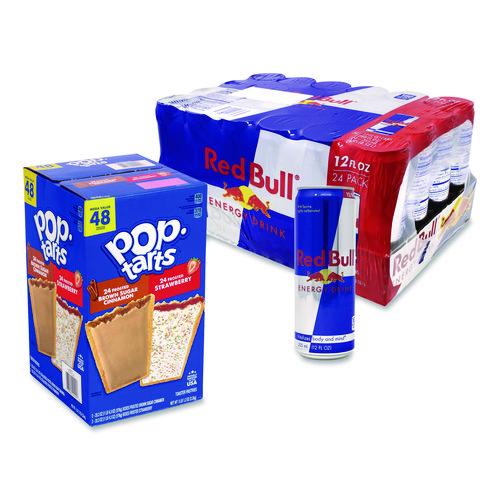 Picture of Red Bull Energy Drink and Pop Tart Combo Pack,(24) 12oz Cans,(24) Frosted Strawberry/(24) Frosted Brown Sugar Cinnamon/Bundle