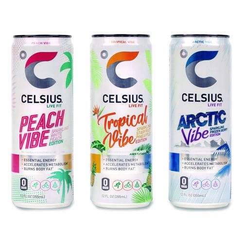 Picture of Celcius Vibe and Pop Tarts Variety Combo Pack,(18) 12oz Cans,(24) Frosted Strawberry/(24) Frosted Brown Sugar Cinnamon/Bundle