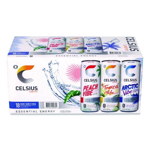 Picture of Celcius Vibe and Pop Tarts Variety Combo Pack,(18) 12oz Cans,(24) Frosted Strawberry/(24) Frosted Brown Sugar Cinnamon/Bundle