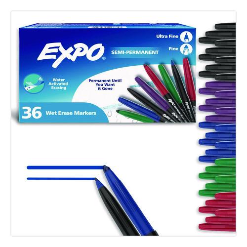 Picture of Wet Erase Markers, Fine; Ultra Fine Tip, Assorted Colors, 36/Box
