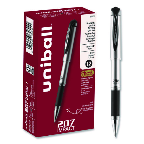 207+Impact+Gel+Pen%2C+Stick%2C+Bold+1+Mm%2C+Black+Ink%2C+Silver%2Fblack+Barrel