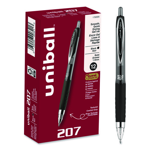 Signo+207+Gel+Pen%2C+Retractable%2C+Bold+1+mm%2C+Black+Ink%2C+Smoke%2FBlack+Barrel%2C+Dozen