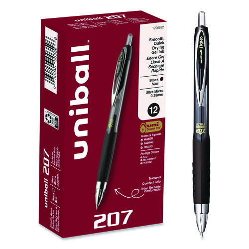 207+Ultra+Micro+Gel+Pen%2C+Retractable%2C+Ultra-Micro+0.38+mm%2C+Black+Ink%2C+Clear%2FBlack+Barrel