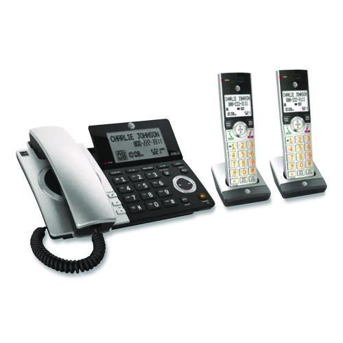 Picture of CL84207 Corded/Cordless Phone, Corded Base Station and 2 Additional Handsets, Black/Silver