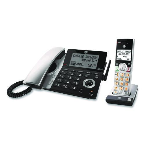Picture of CL84207 Corded/Cordless Phone, Corded Base Station and 2 Additional Handsets, Black/Silver