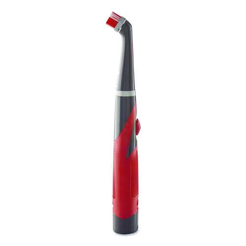 Picture of Multi-Purpose Cordless Battery Power Scrubber, Red/White Nylon Bristles, 12.68" Brush, 7" Red/Black Handle